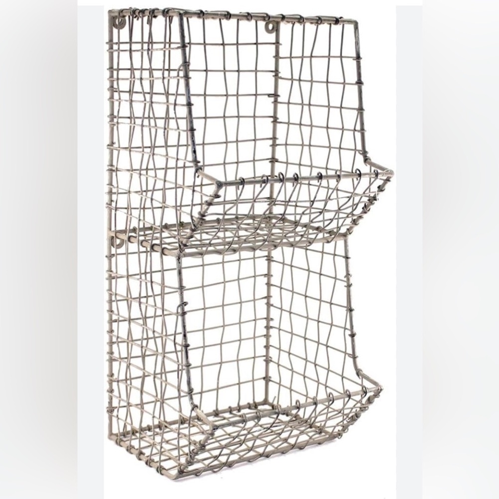 Colonial Tin Works Mini Rustic Wire General Store Wall Bin in Gray